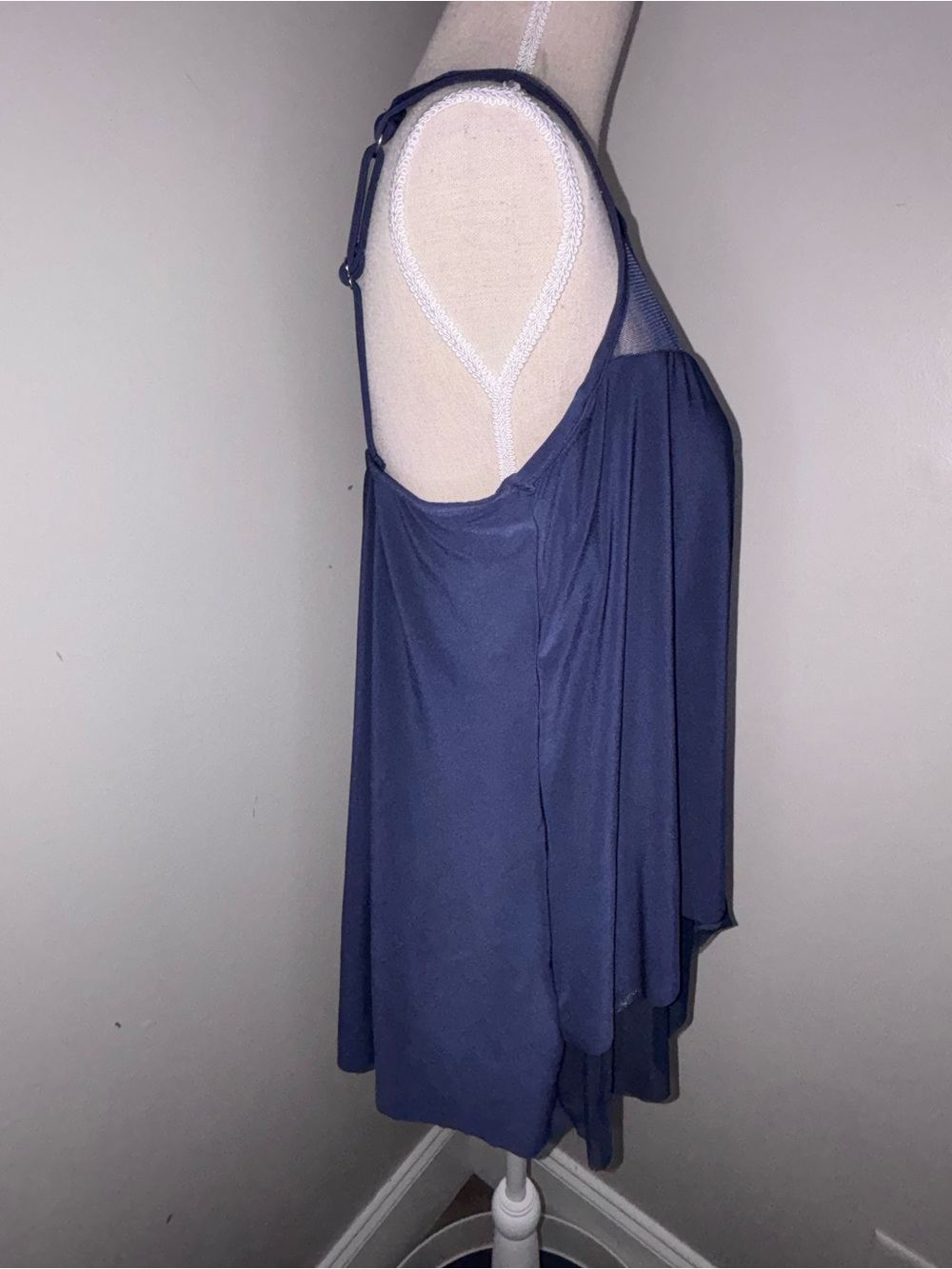 MiracleSuit Mirage navy blue tankini top underwire tiered mesh size 16 CURRENT - Picture 4 of 9